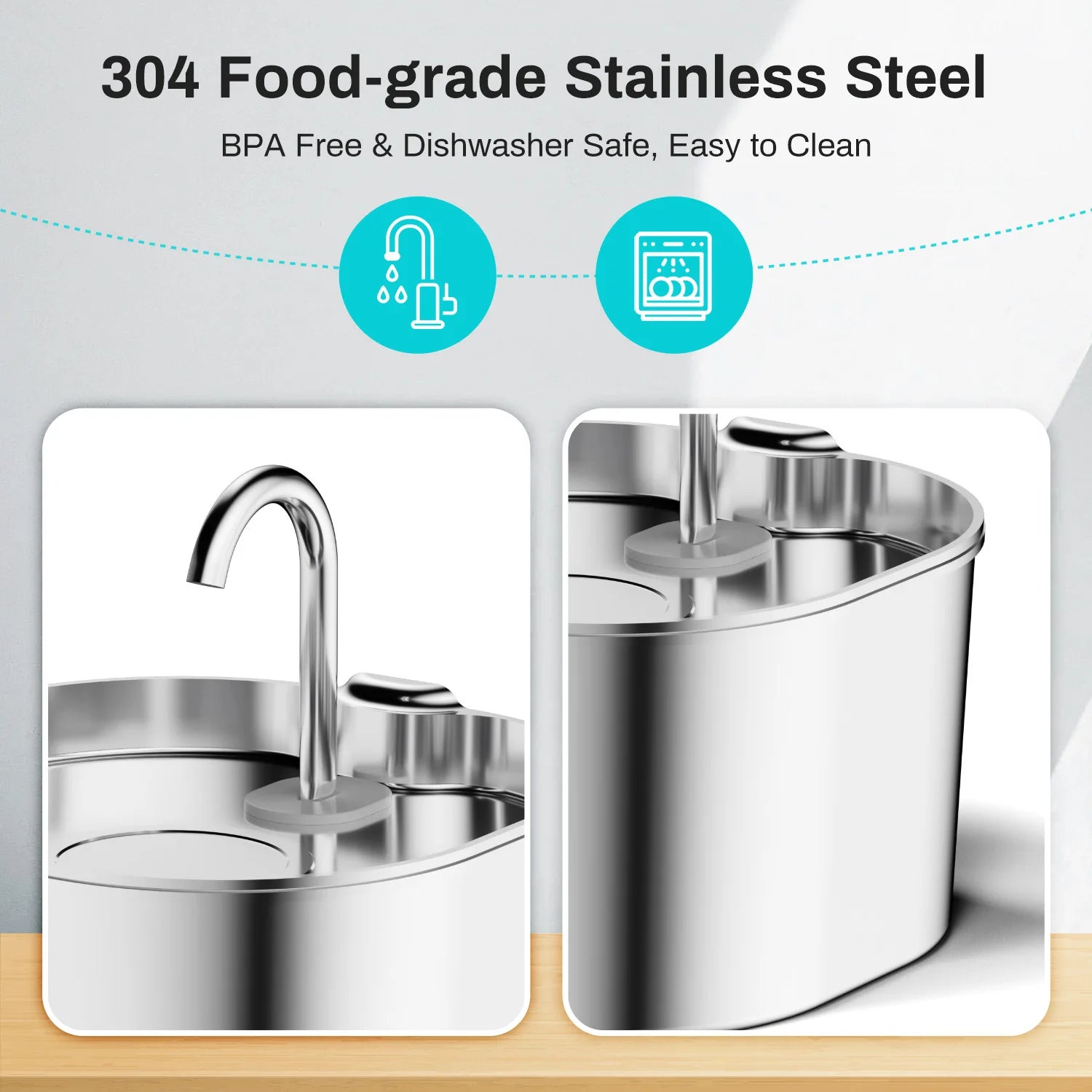 PureFlow 2.2L Stainless Steel Pet Water Fountain